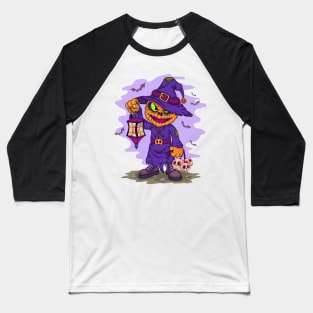 Cartoon Halloween Jack Baseball T-Shirt